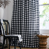 Cortina Personalizada Aniya Gingham Xadrez Preto com Filtragem de Luz Personalizada
